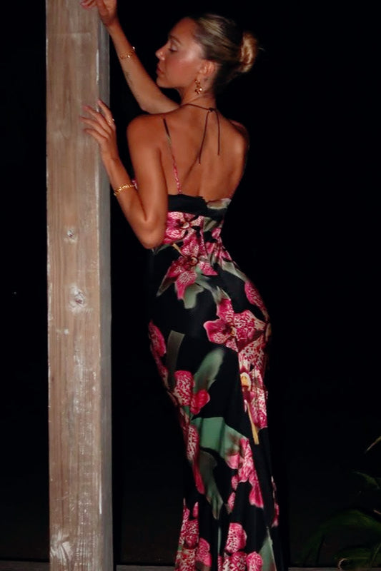 Bodycon Printed Maxi Silk Dress