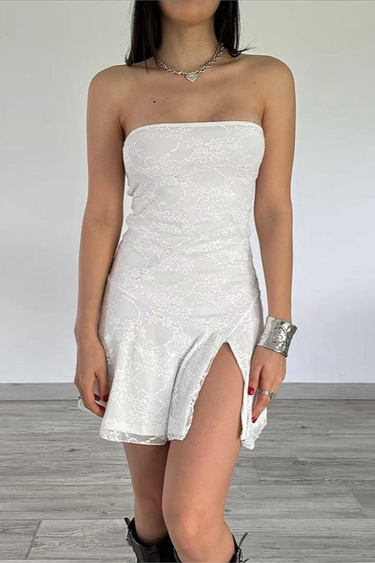 Lace Panel Strapless Bodycon Mini Party Dress - View 3