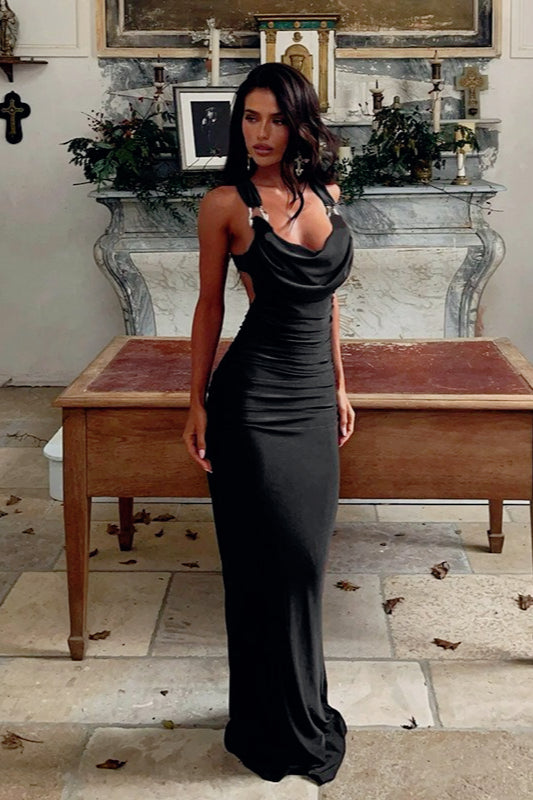 Cowl Neck Ruched Mermaid Maxi Dress 6