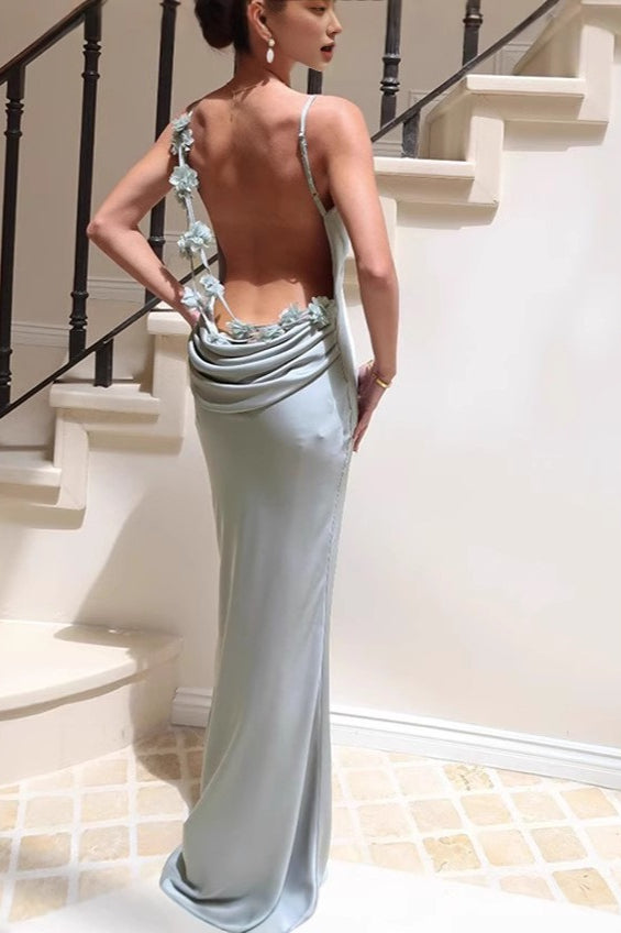 Satin Bodycon Backless Silk Dress - View 2