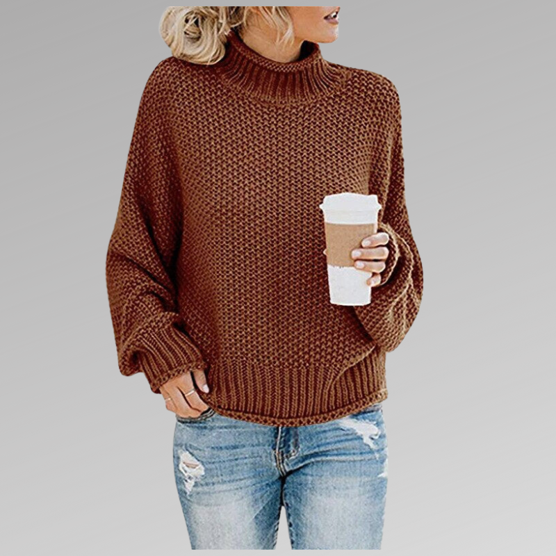 Turtleneck Drop Shoulder Chunky Knit Oversized Sweater 4