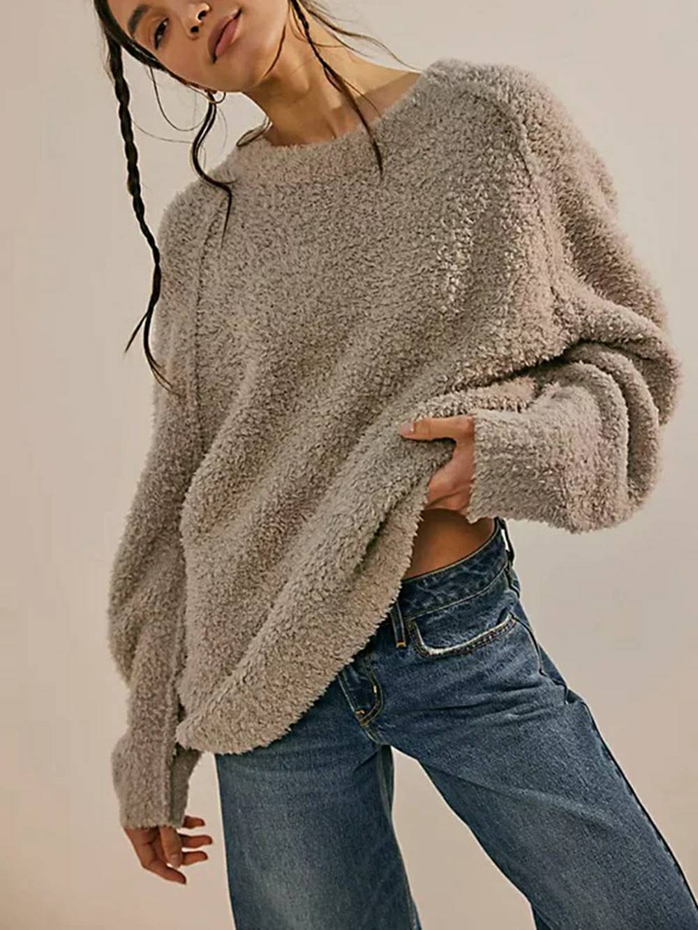 Lace Flowy Mini Dress & Teddy Sweater - View 17