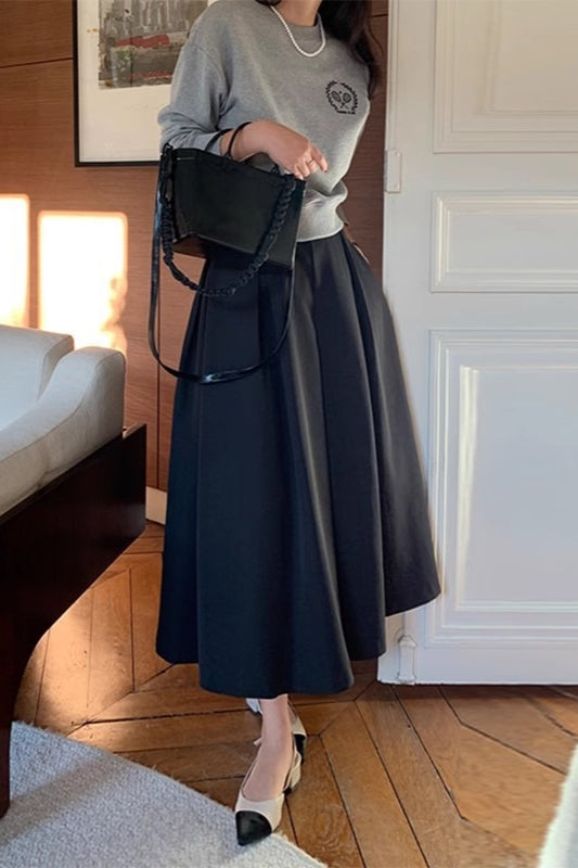 High-Waist Pleated Denim Mini Skort