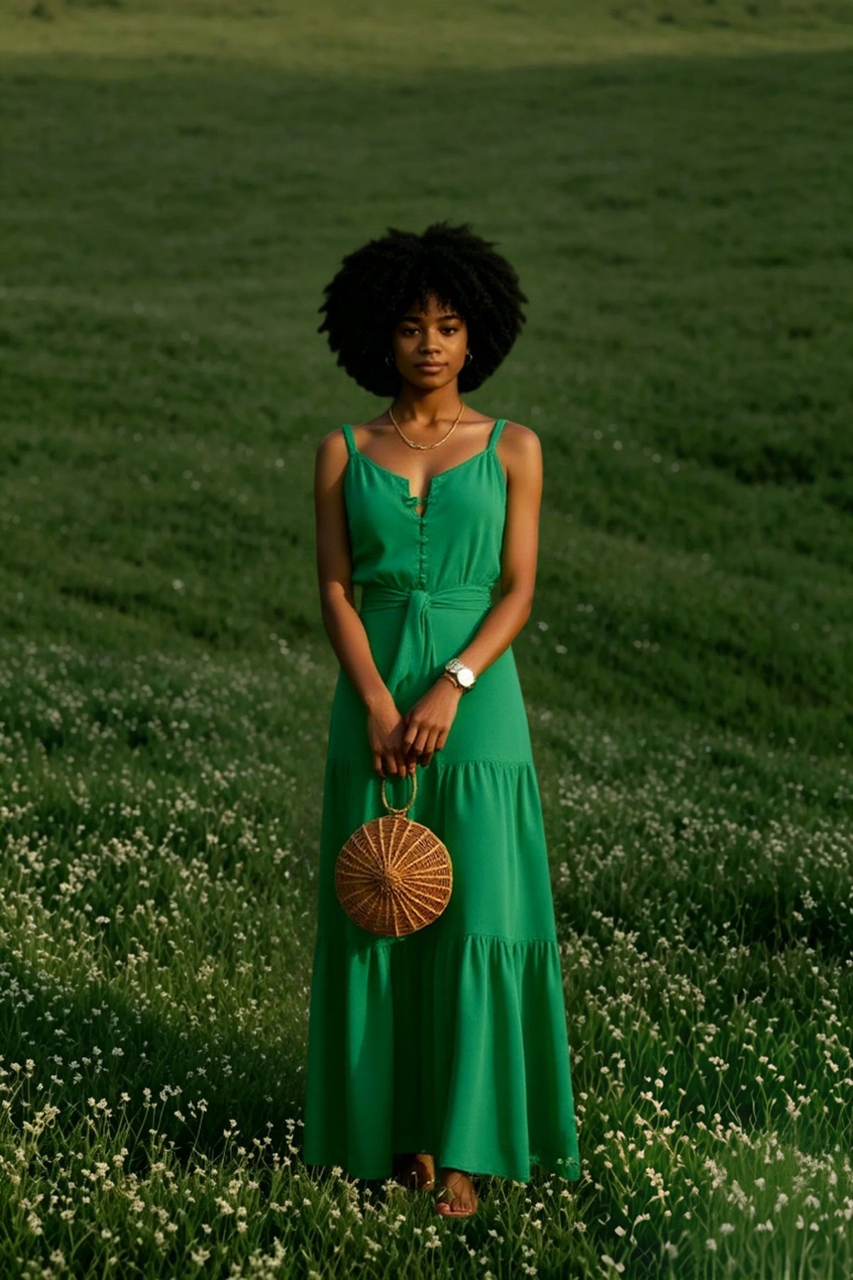 V Neck Tunic Ruffles Maxi Dress