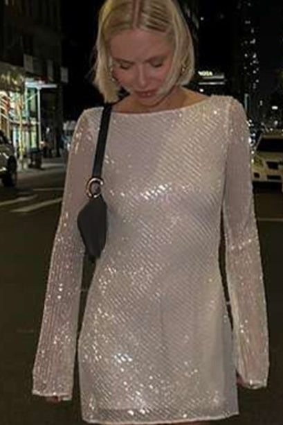 Back Ruffle Cut Out Hot Girl Sequin Dress - View 4