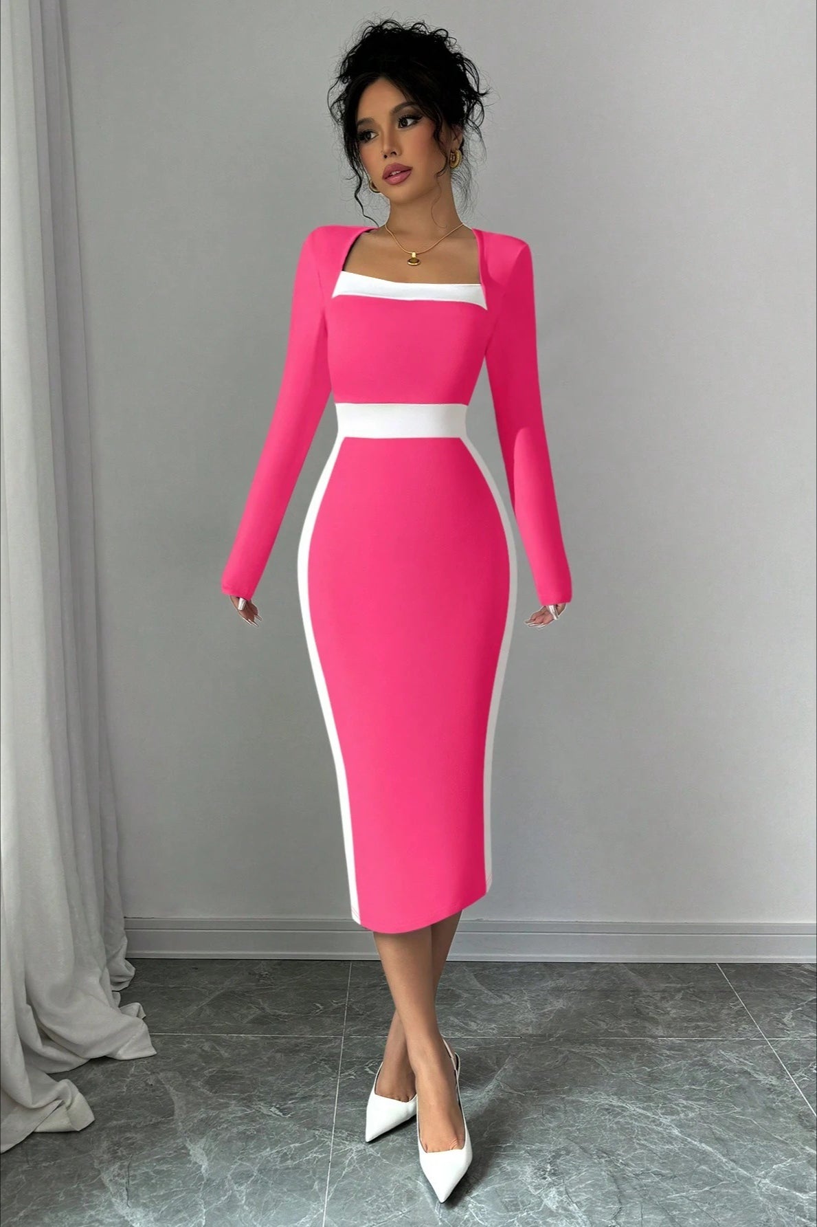 Color Block Panel Bodycon Cocktail Mini Dress - View 9