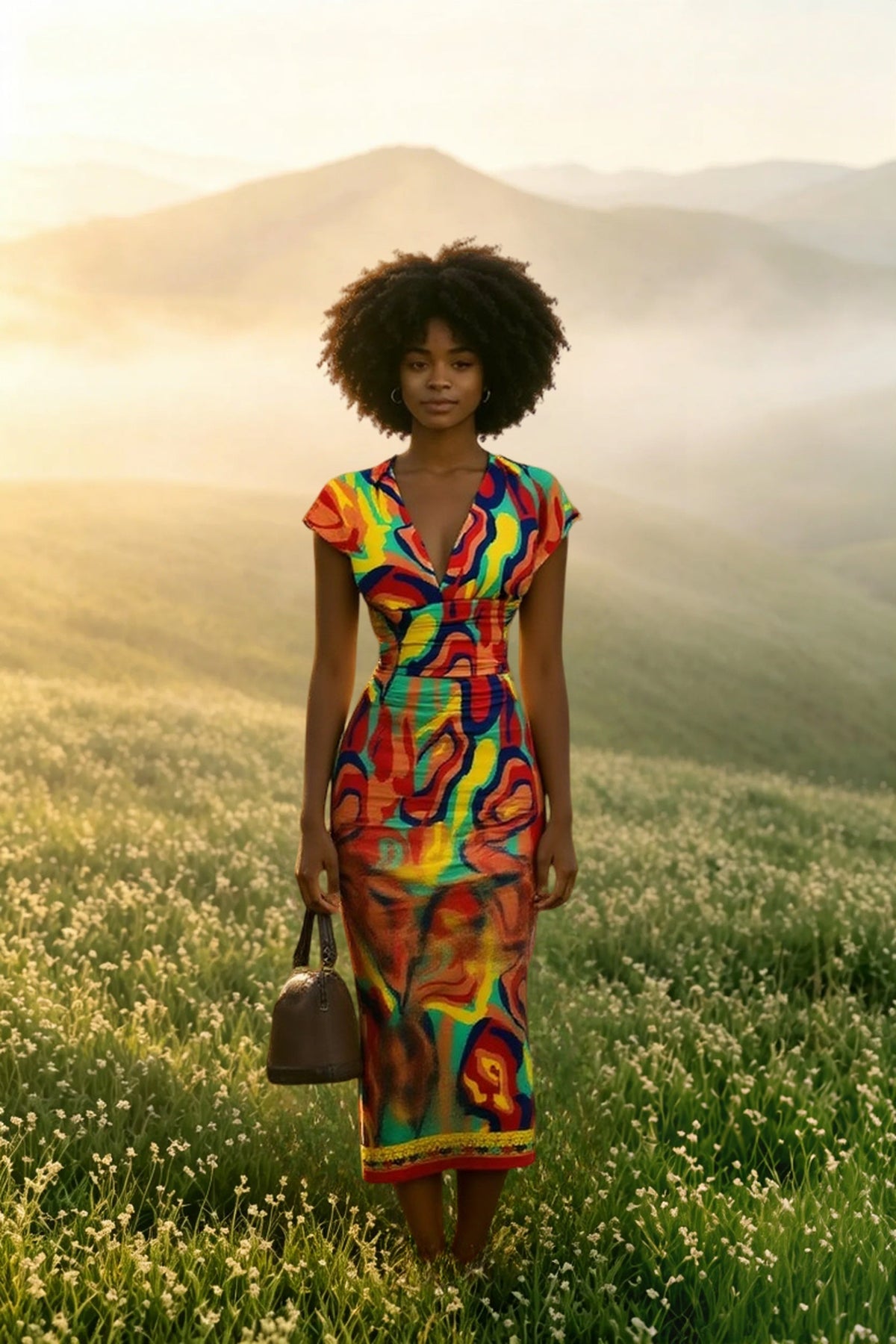 V Neck Sleeveless Wrap Dress Plaid Midi Dress