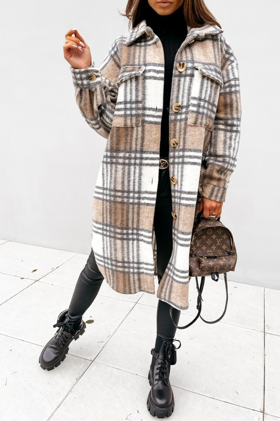 Plaid Button Down Shirt Coat