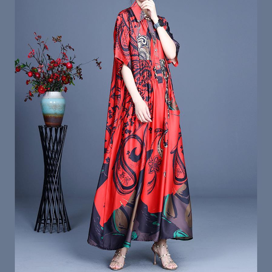 Paisley Print Collared Smocked Waist Short Sleeve Maxi Dress - View 3