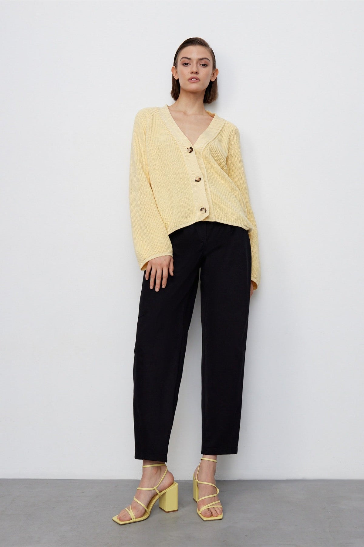 V Neck Cropped Batwing Cardigan