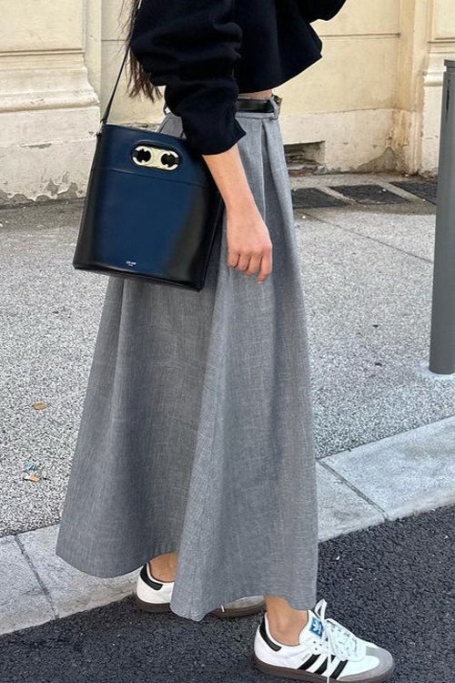 Vintage Washed Pleated Denim Mini Skort