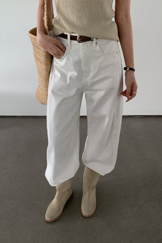 High-Waist Straight-Leg Denim Jeans