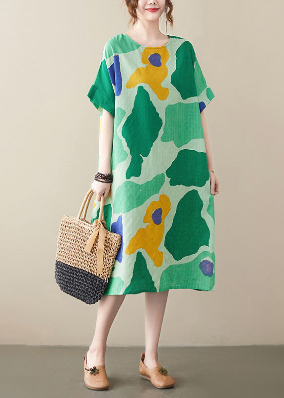 Abstract Print Oversized Short Sleeve Relaxed Shift Midi Dress - View 2