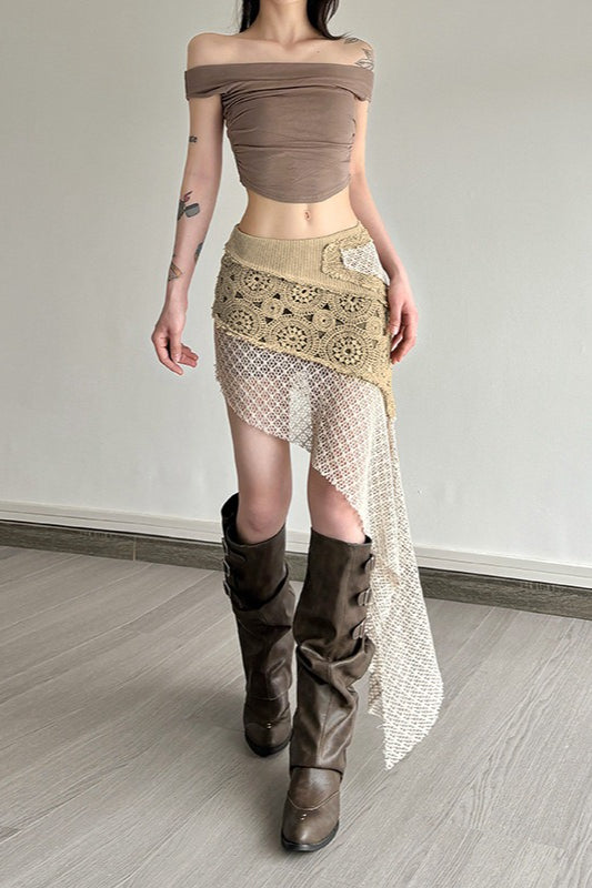 Asymmetric Bias Cut Bodycon Skirt