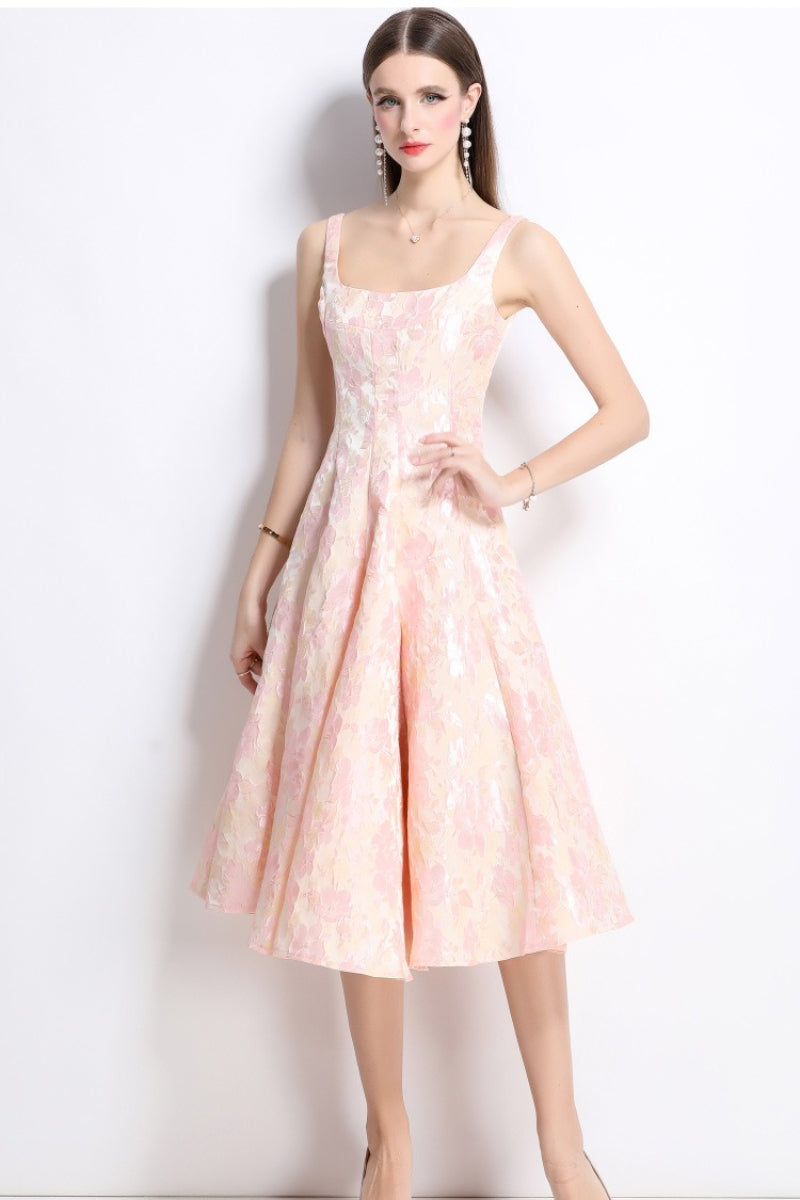 Jacquard Strapless Slip Formal Dress