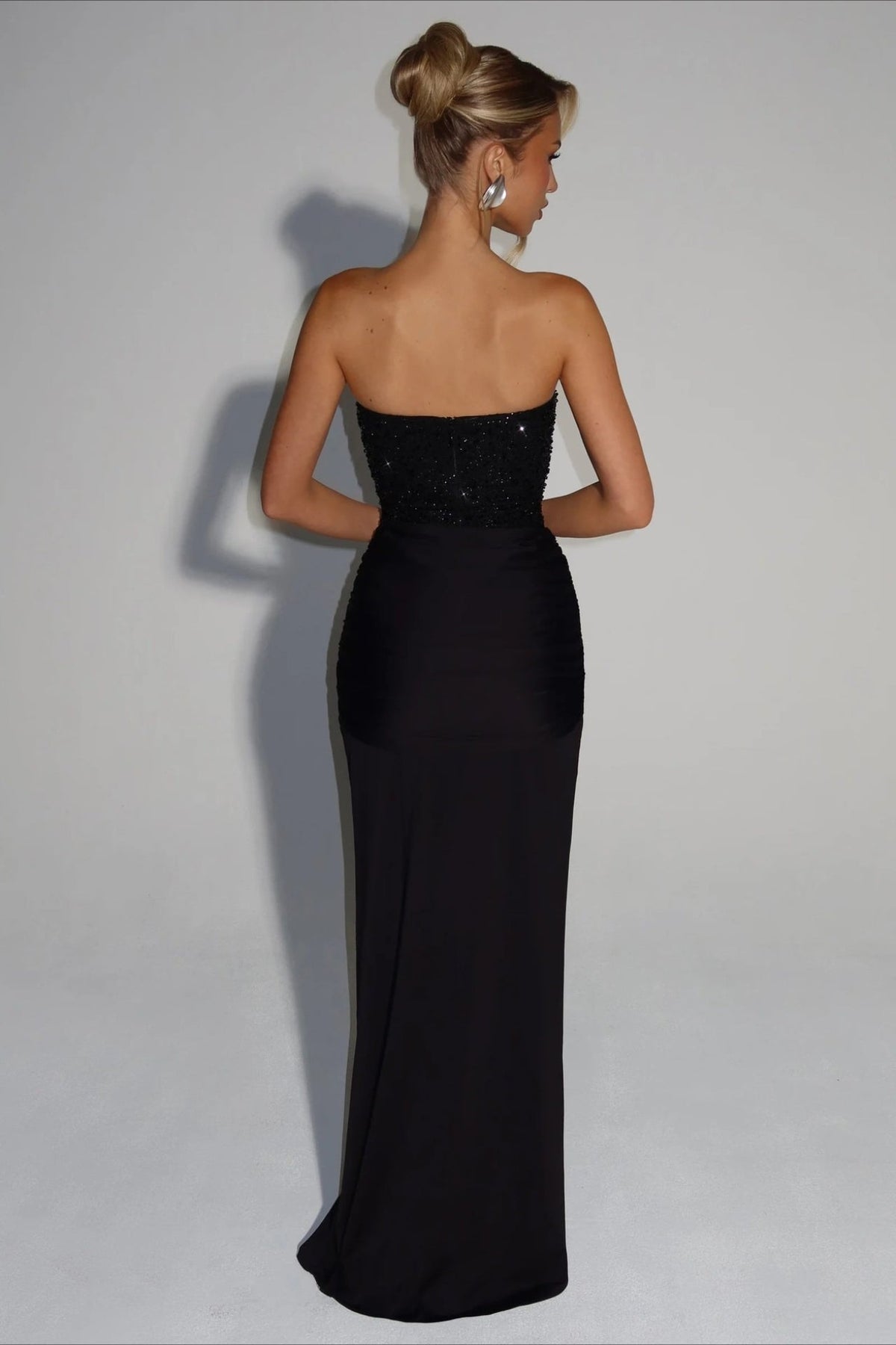 Sequin Strapless Corset Ruched Mermaid Gown - View 4