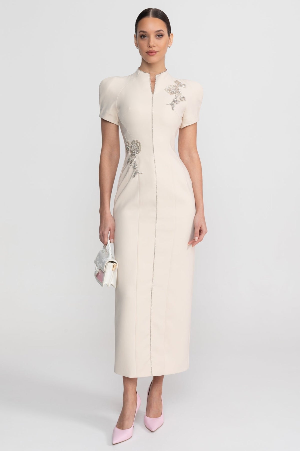 Short Sleeve Midi Dress - Ivoire