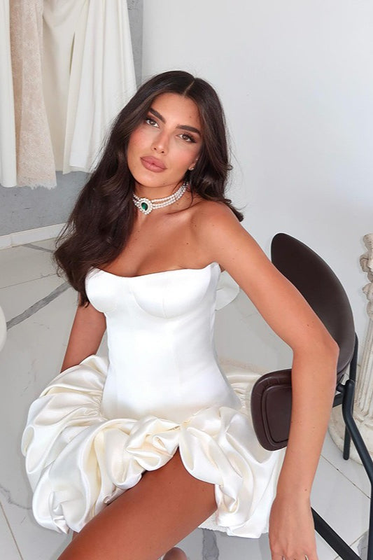 Strapless Ruched A-Line Party Dress - View 4