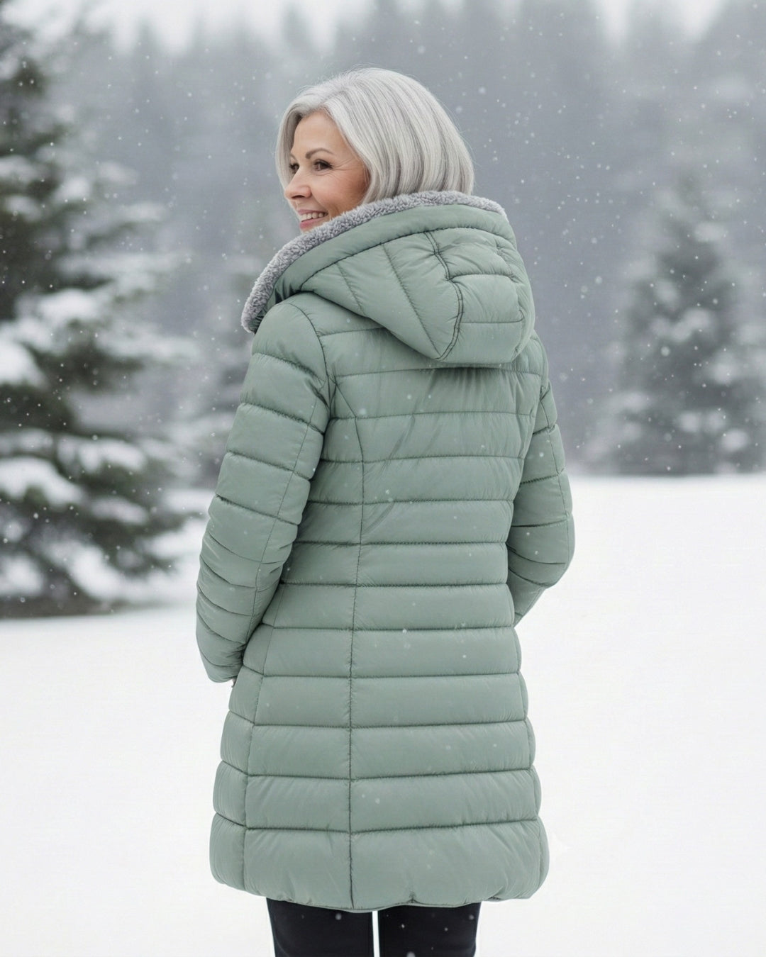 Hooded Faux Fur Lined Quilted Longline Puffer Coat 15