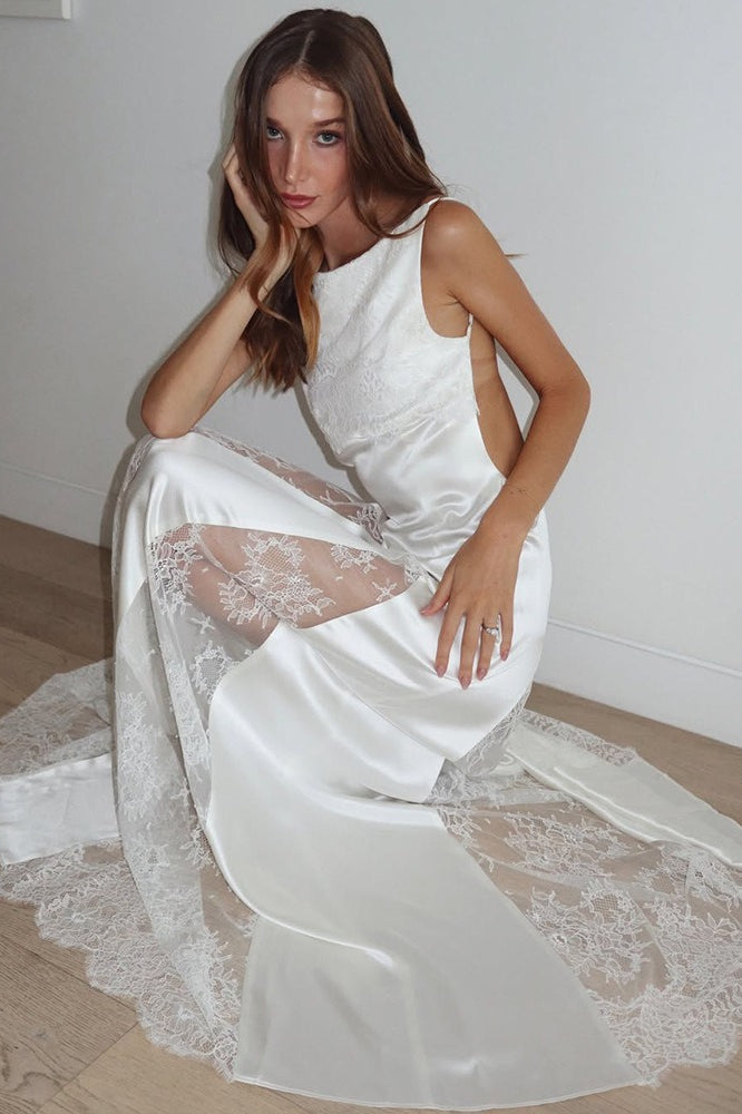 Backless Lace Sheer Mesh Dress
