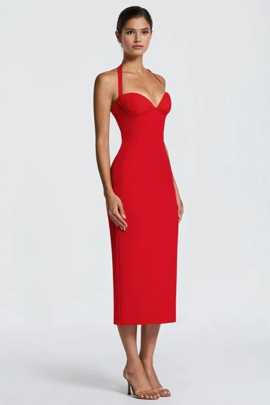 Halter-Neck Midi Dress