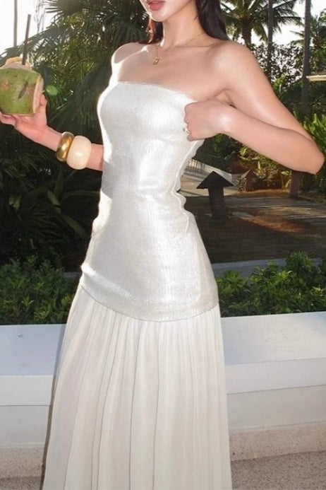 Sequin Strapless Drop Waist Flowy A-Line Maxi Gown - View 2