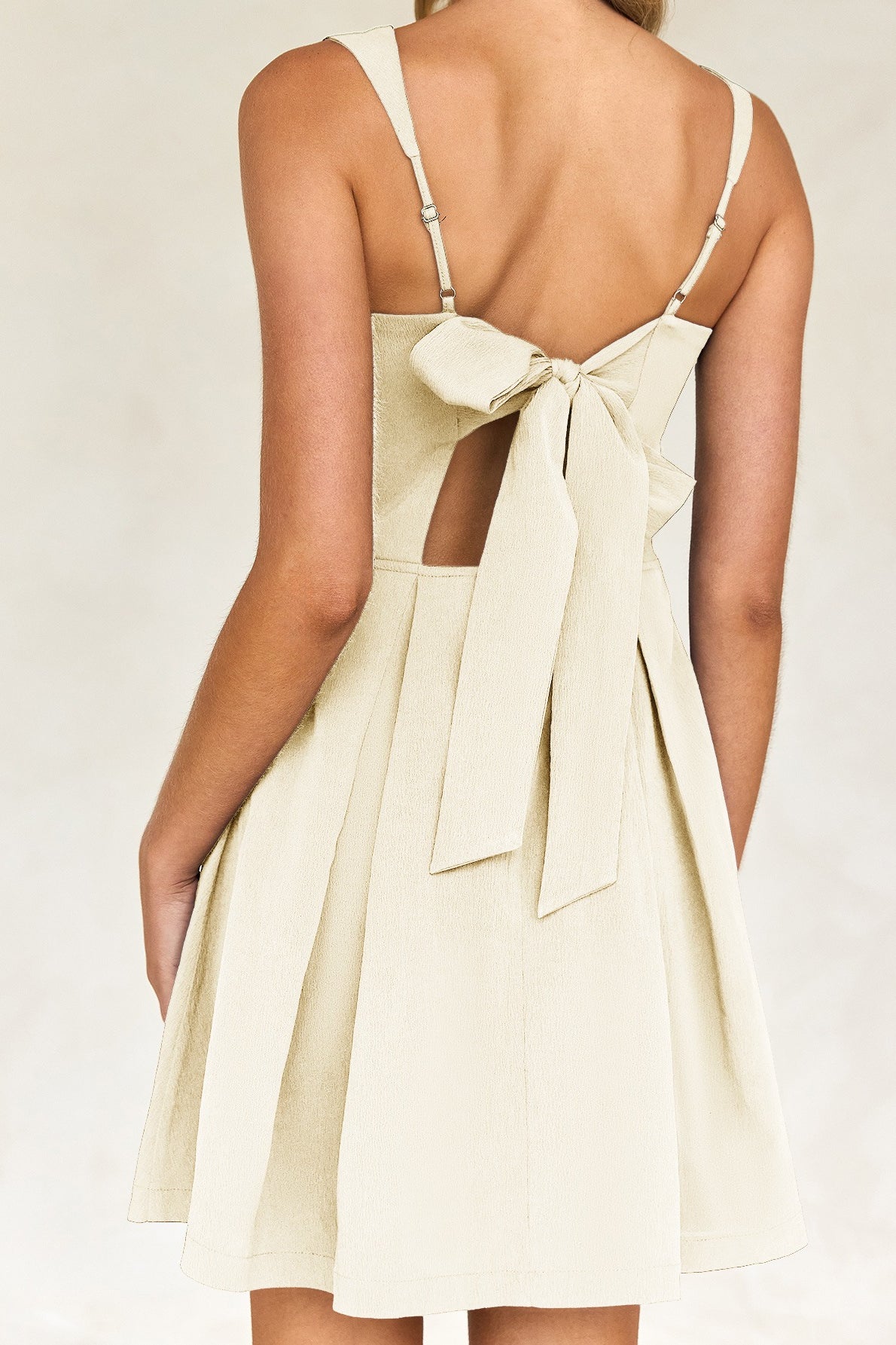 Square Neck Sleeveless Pleated Fit and Flare Mini Dress - View 4