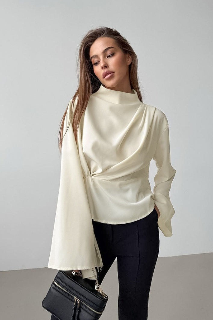Mandarin Collar Chiffon Blouse