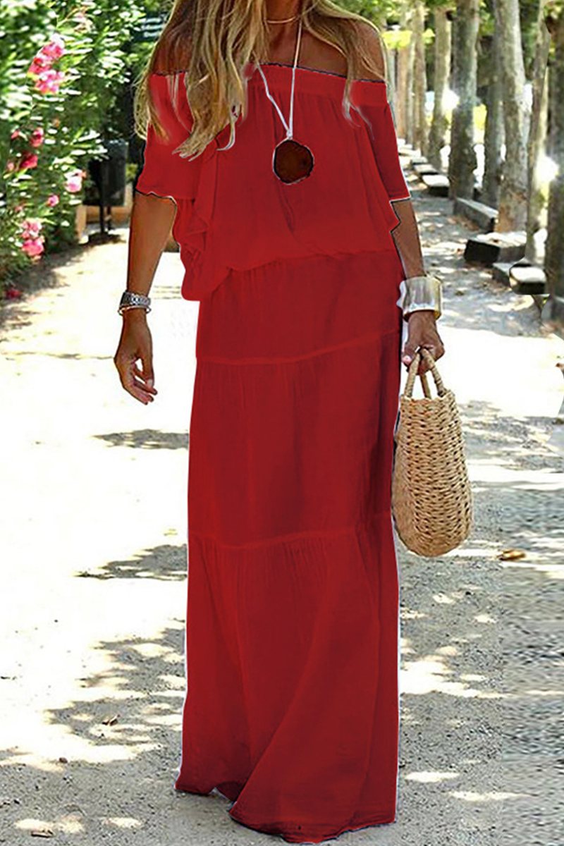 Off Shoulder Ruffle Flounce Tiered Maxi Dress - View 2