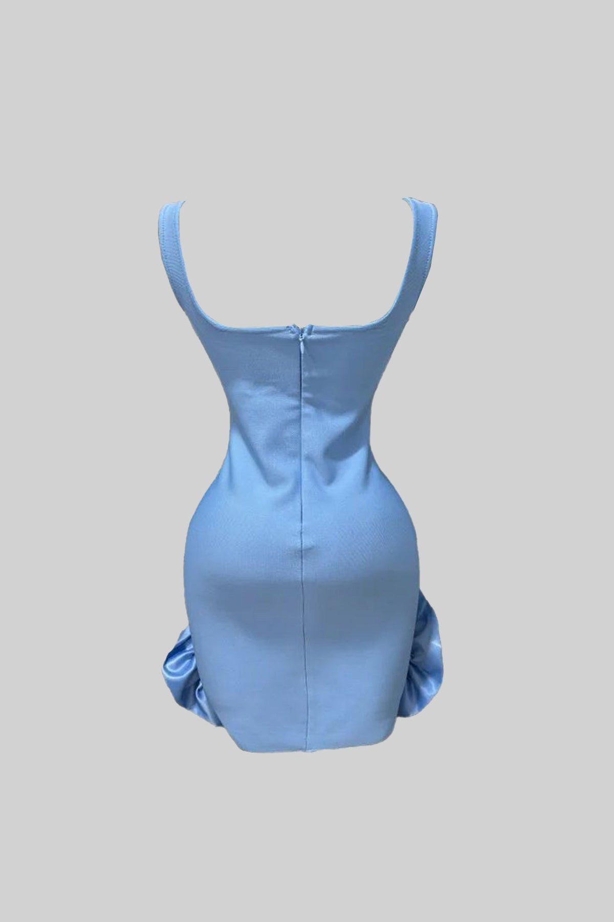 Embellished Bodycon Mini Dress With Crystal Flowers – Baby Blue - View 3