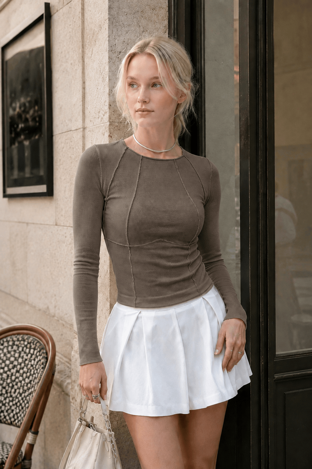 Piping Graceful Long Sleeve Top