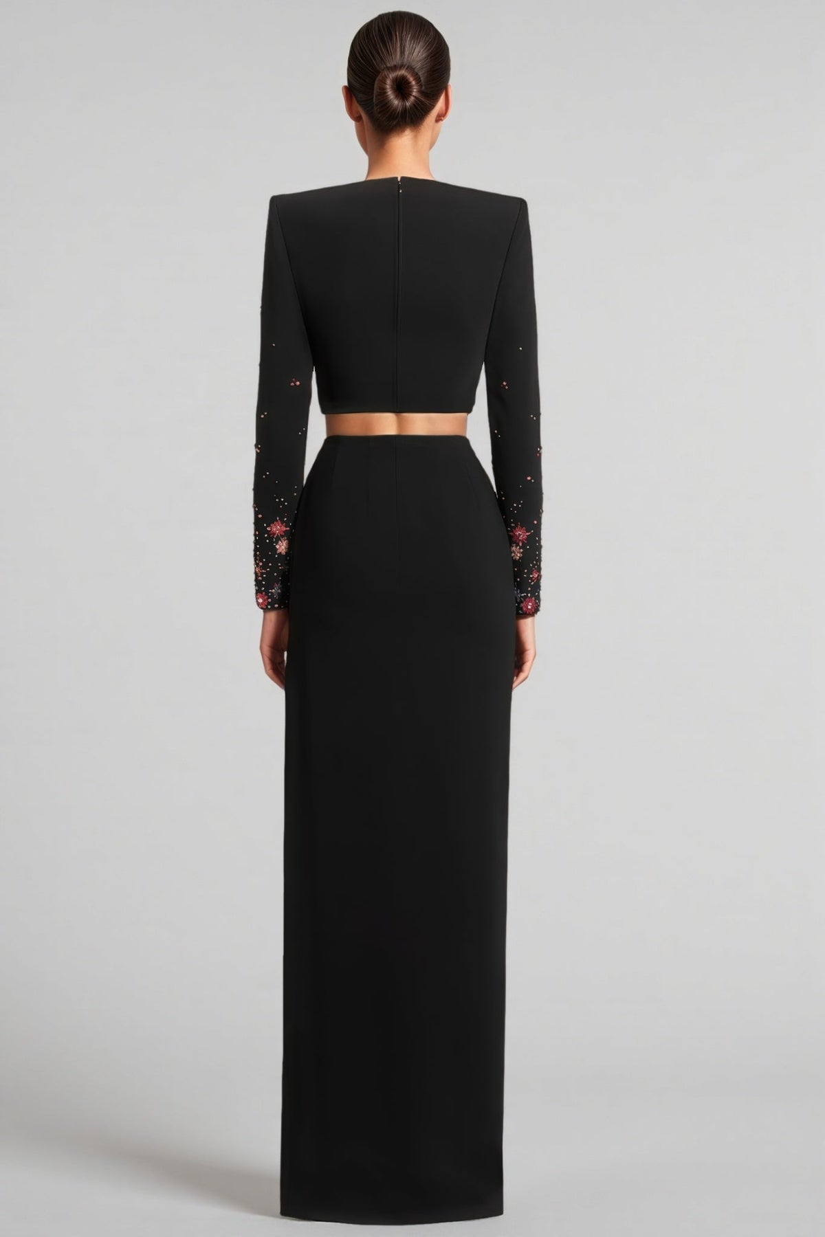 Keirt Black Rhinestone Stud Maxi Dress Set - View 4