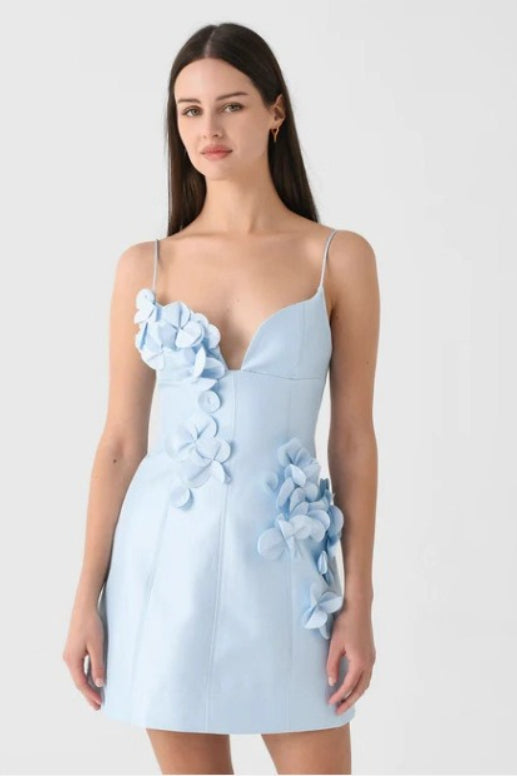 Floral Applique Spaghetti Strap Sweetheart A-Line Mini Dress - View 2
