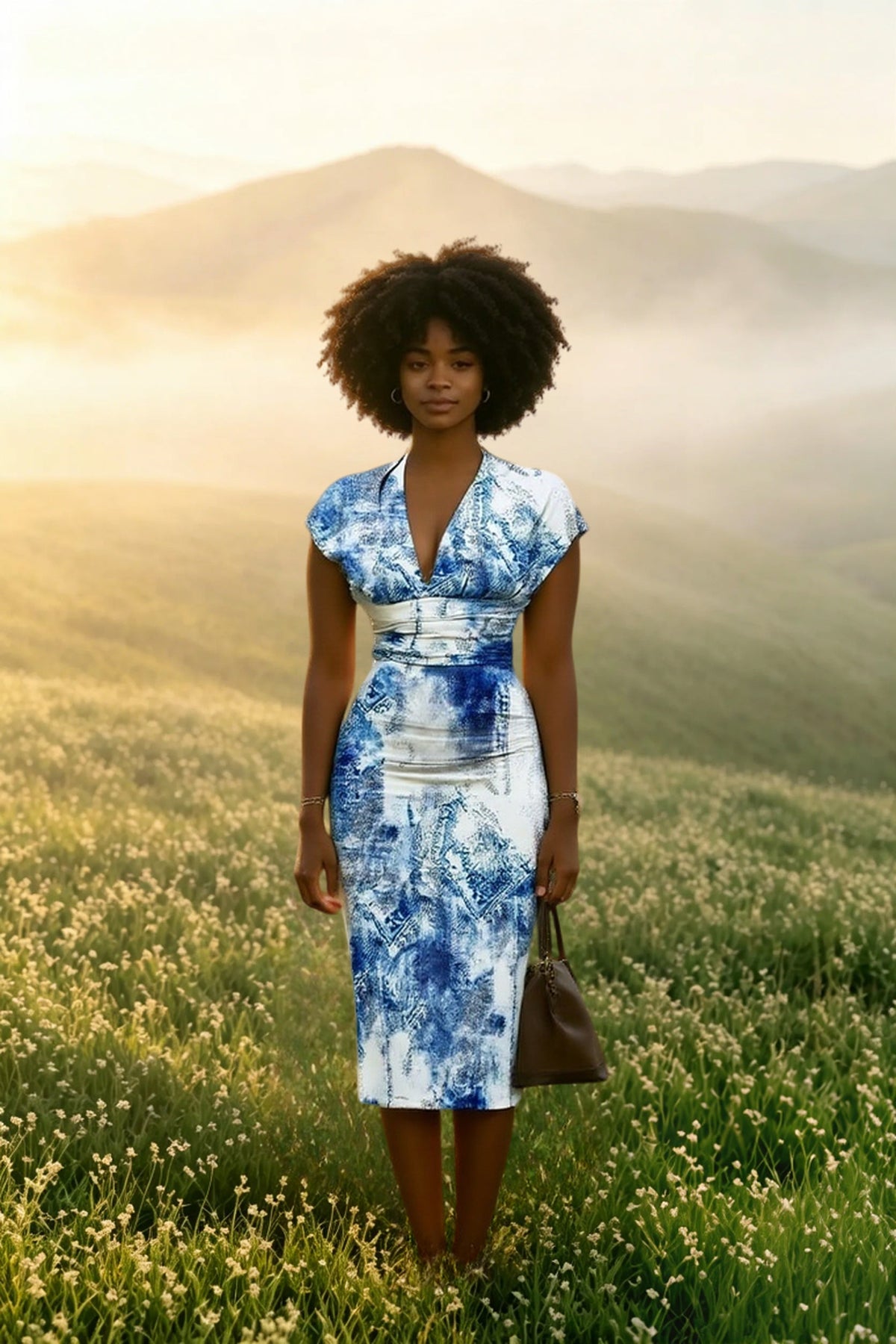 V Neck Sleeveless Wrap Dress Plaid Midi Dress