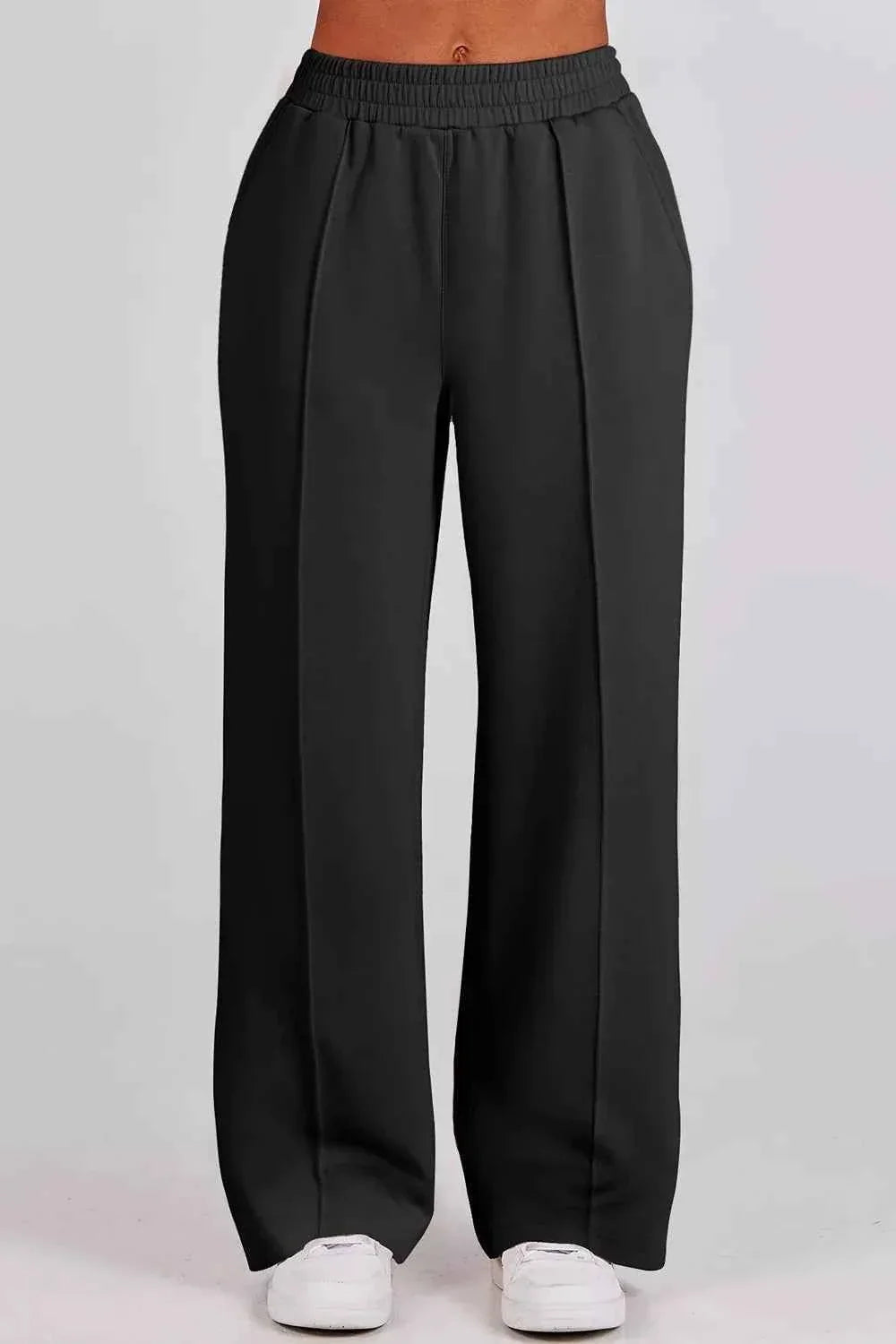 Solid Zip Sailor Collar Pullover Sweatpants Set