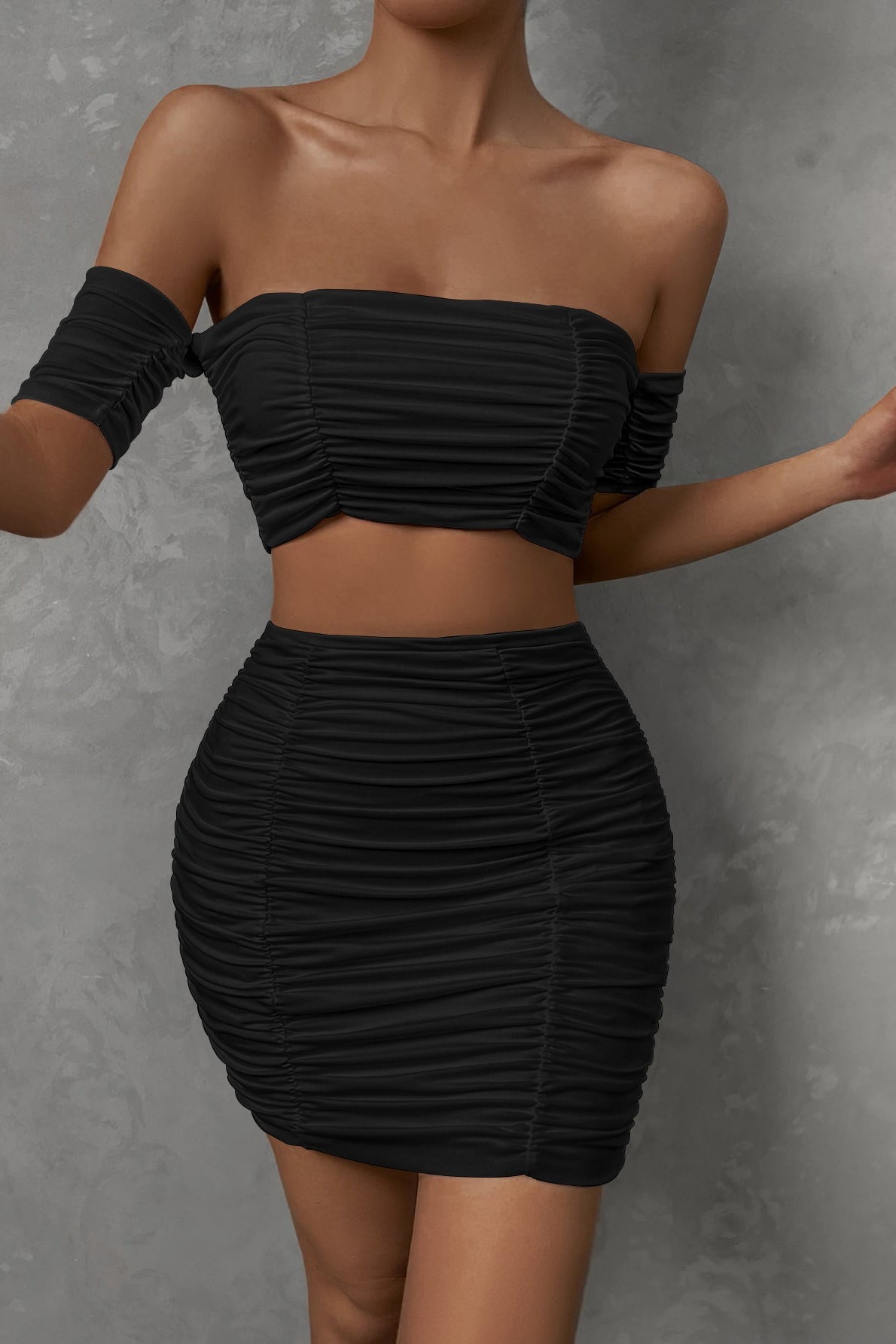 Bodycon Pleated Denim Mini Skort
