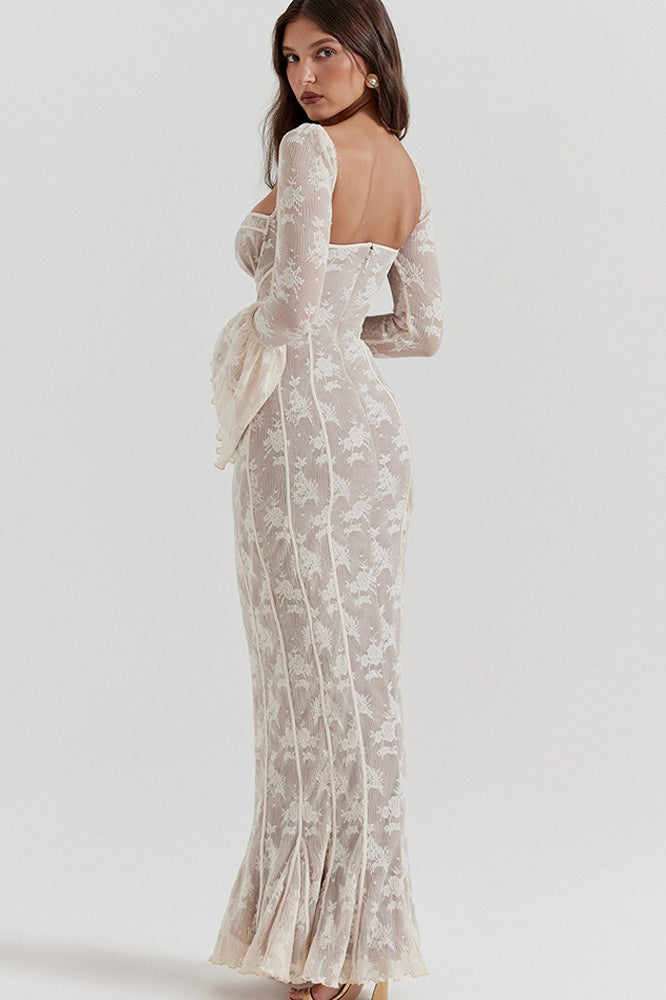 Satin Deep V-Neck Backless High Split Maxi Dress - View 3