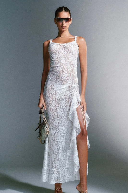 Backless Lace Bodycon Maxi Dress