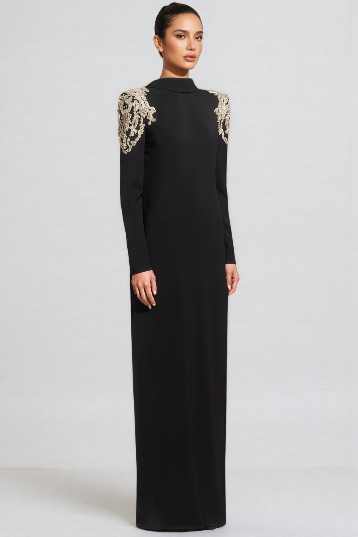 Luned Beaded Rhinestone Backless Maxi Dress - View 2