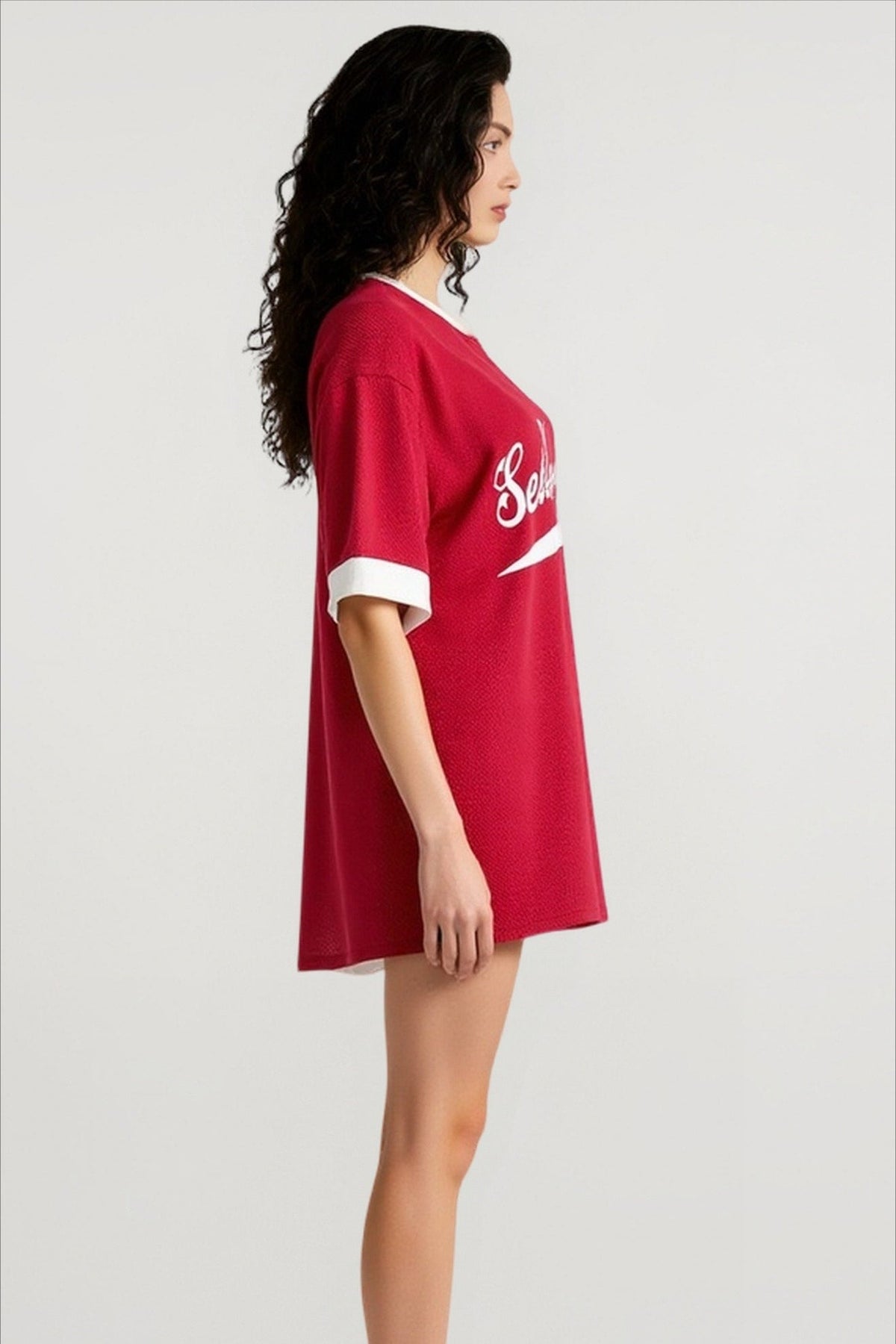 Crew Neck Short Sleeve Contrast Trim Graphic Baseball Tee 4