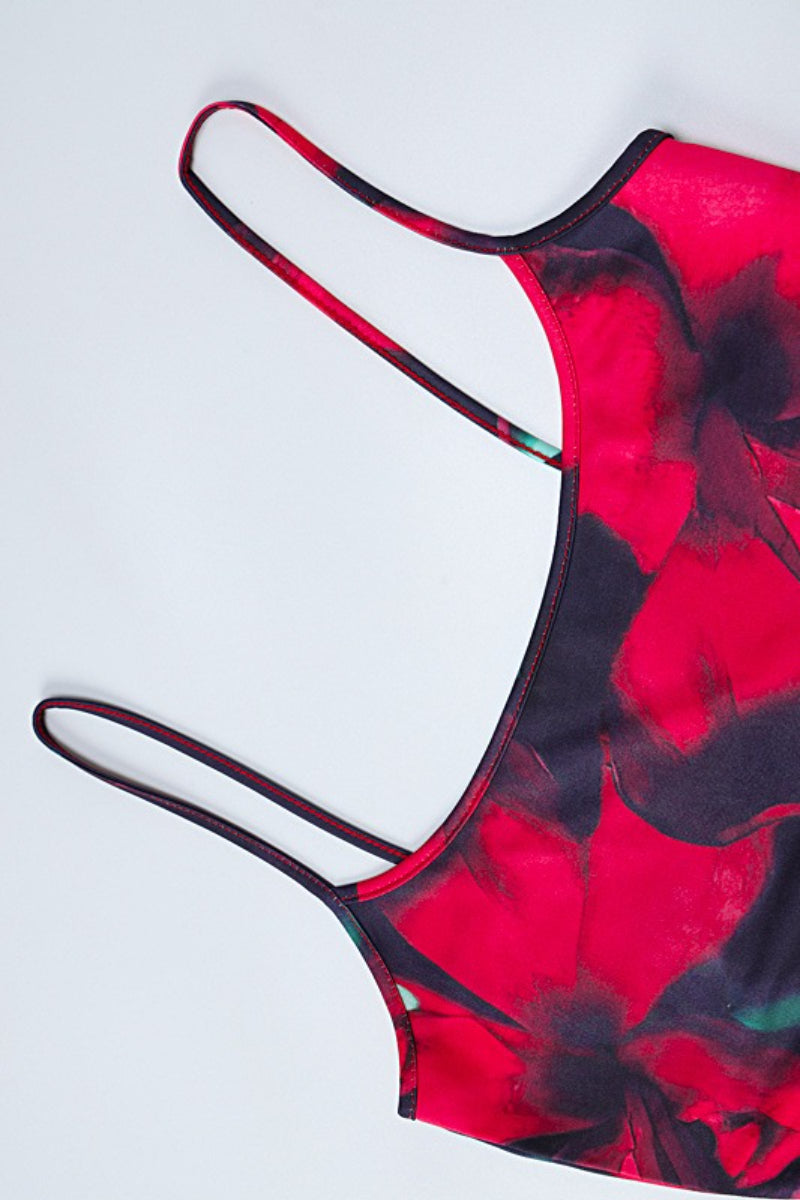 Floral Print Strappy Ruched Bodycon Maxi Dress 6