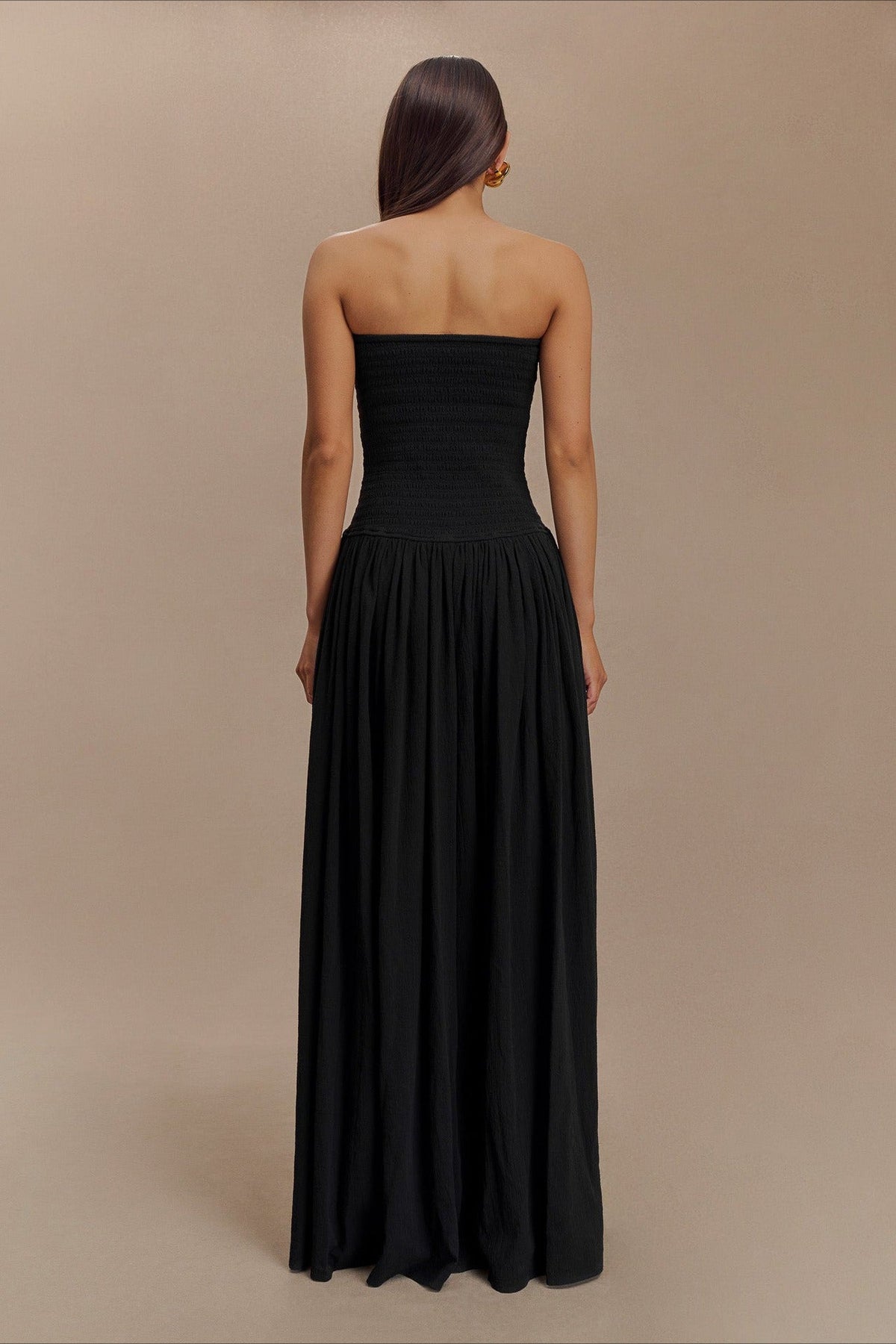 Strapless Ruched High Split Flowy Maxi Prom Dress - View 14