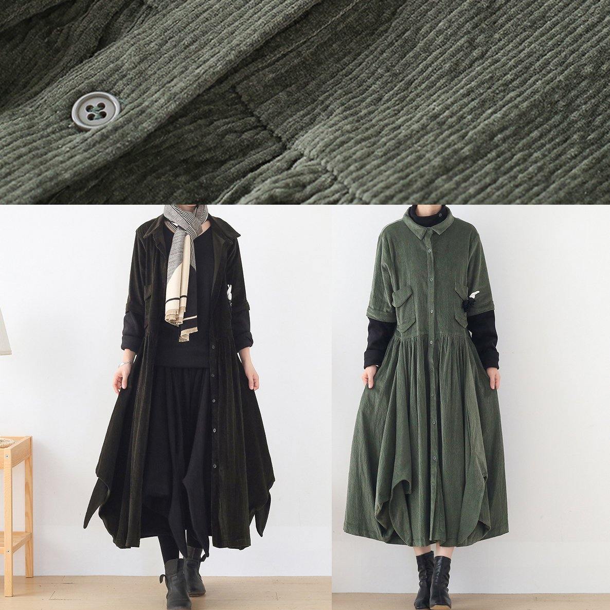 Button Front Flap Pocket Asymmetric Hem Shirt Midi Dress - View 5