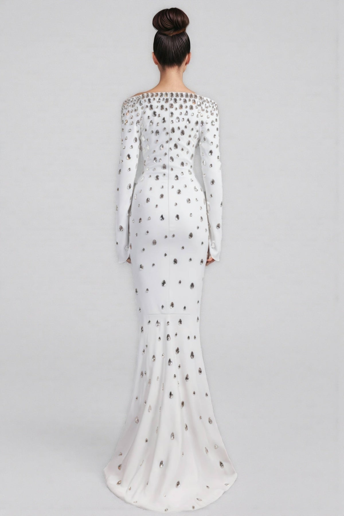 Kania White Long Sleeve Beaded Maxi Dress - View 2
