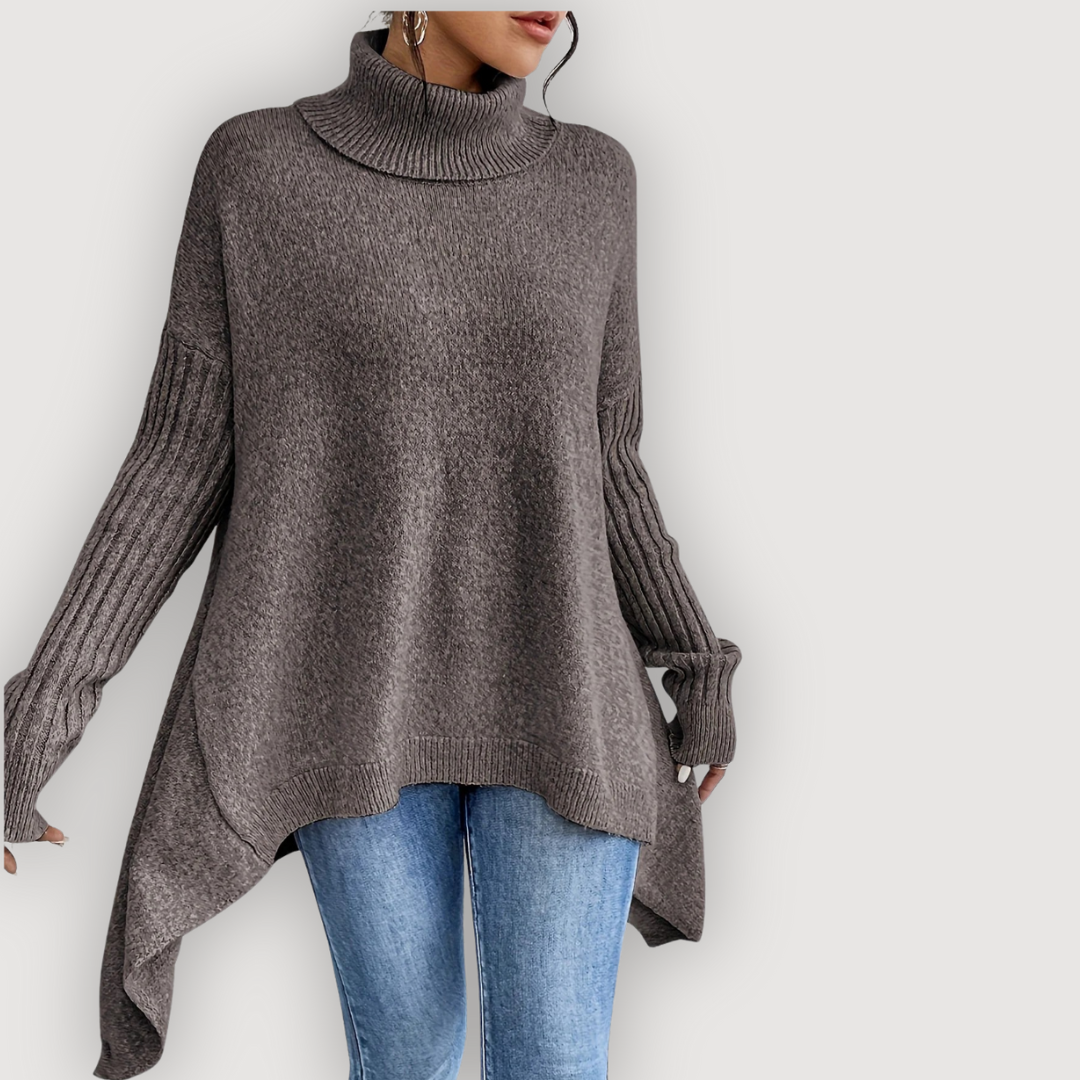 Turtleneck Long Sleeve High Low Oversized Sweater 10