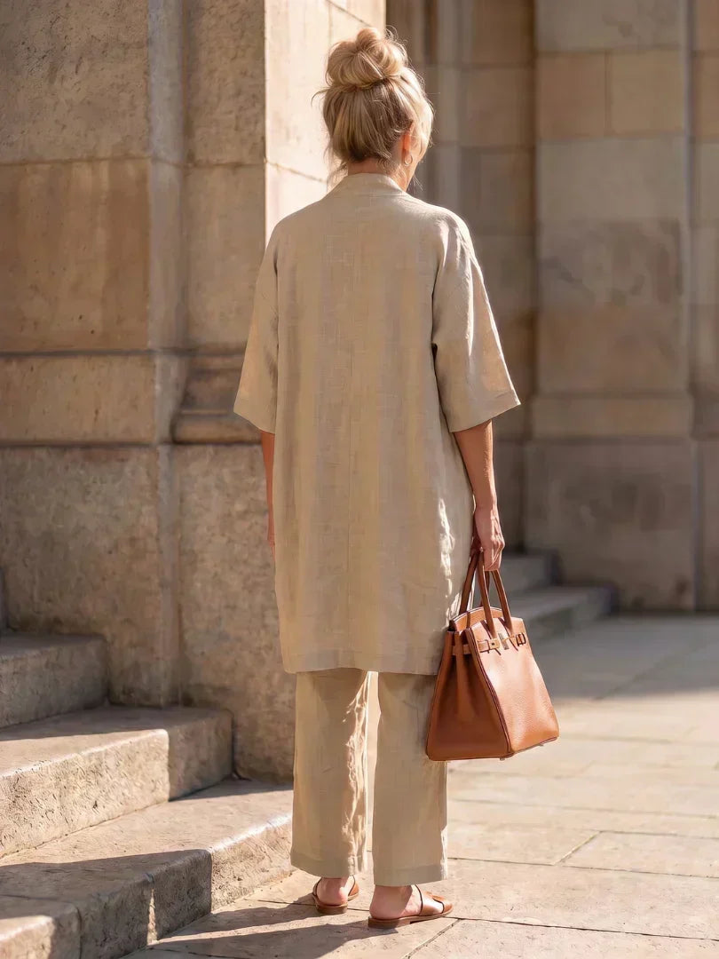 Sleeveless Tank Open Front Kimono and Wide Leg Pants Three Piece Set 11