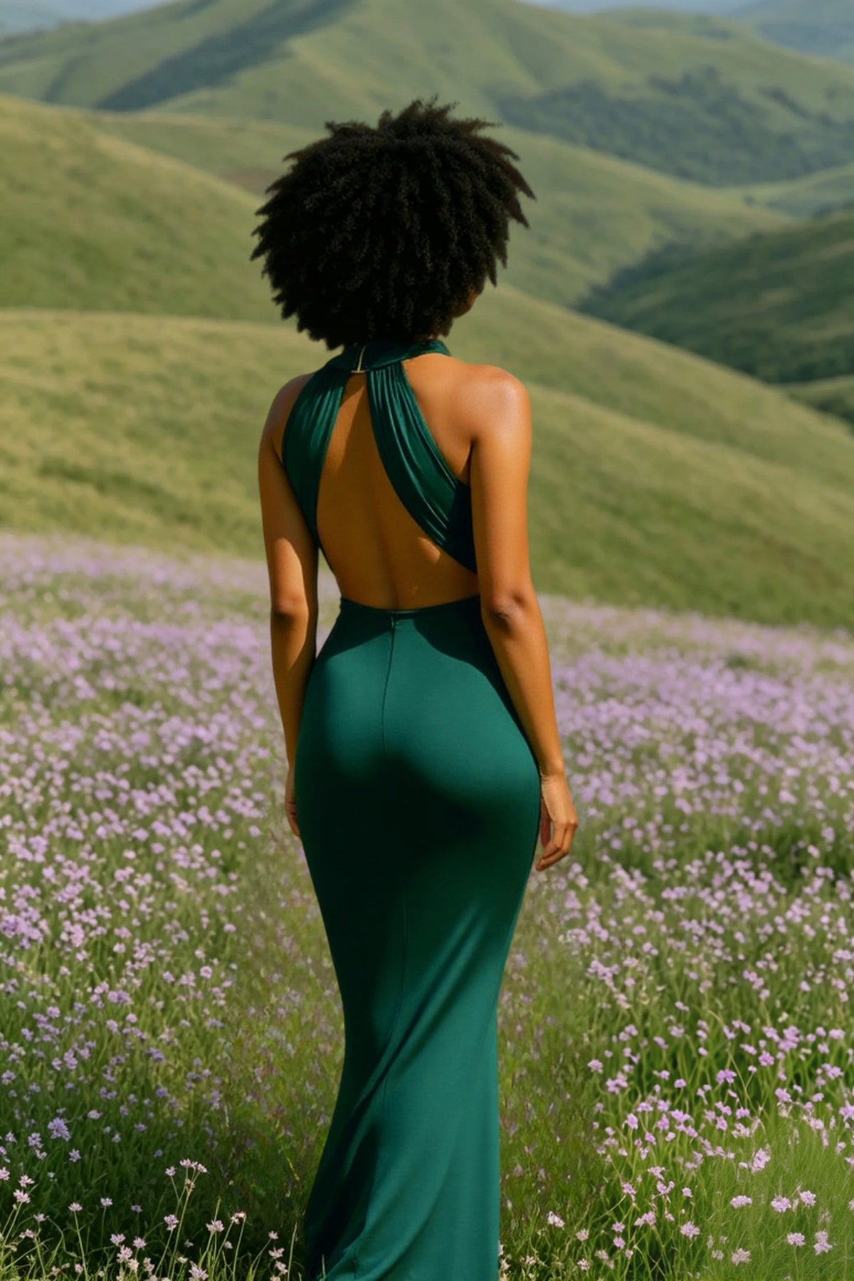 Cross Halter Neck Sleeveless Bodycon Maxi Gown 4