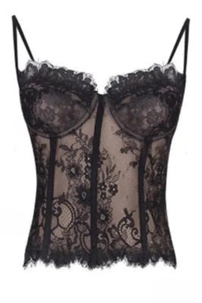 French Blouse Sling Retro Slimming Arm Mesh Top Long Lace