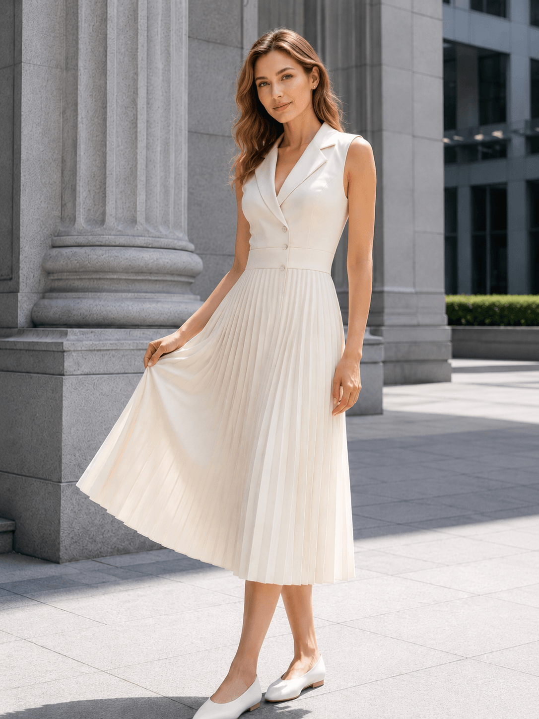 High-Waist Ruched Dress