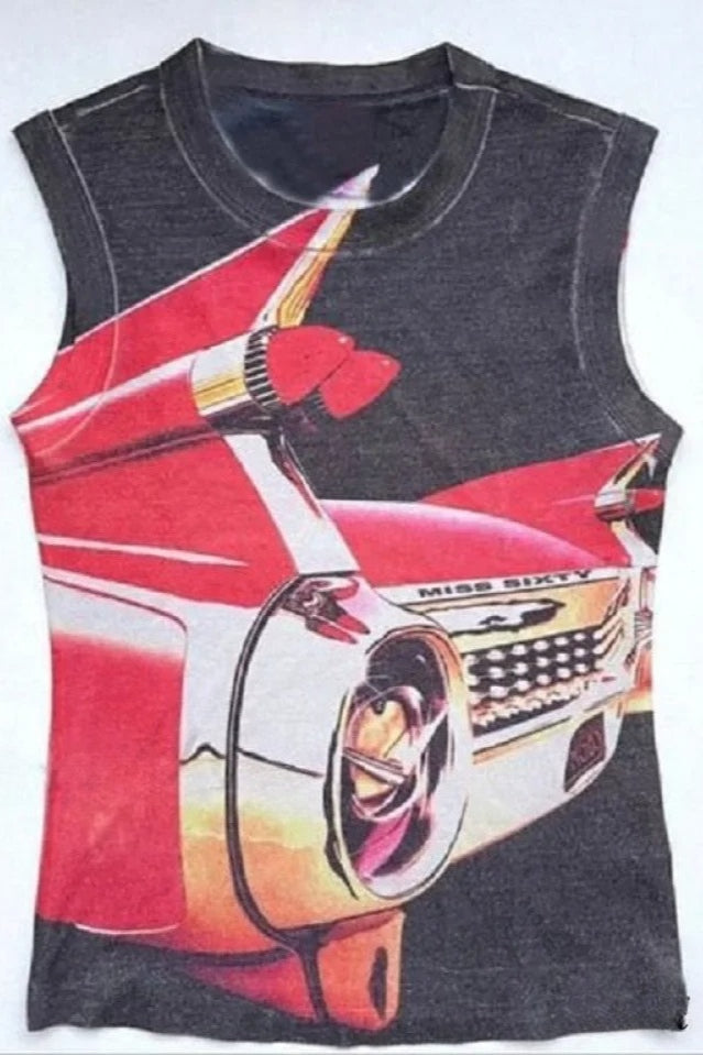 Printed Car Tank Top